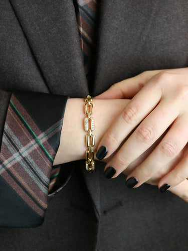 Bracelet Bracelet vintage maille rectangle or jaune diamants 58 Facettes 1085.1