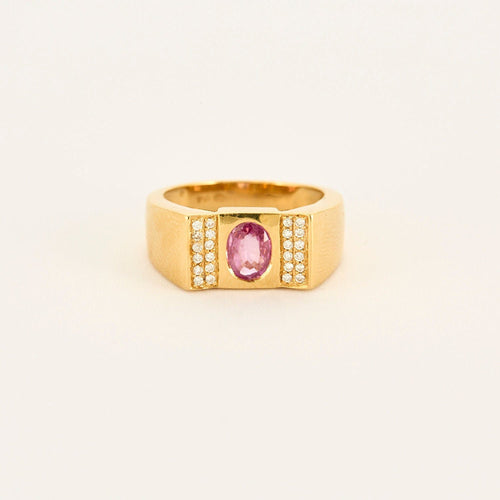 Bague 55.5 Bague or jaune saphir rose diamants 58 Facettes LP1054/12