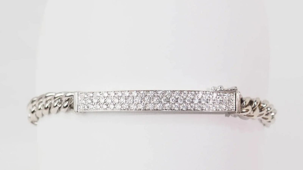 Bracelet souple en or blanc pavé de diamants 58 Facettes 32978