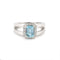 Bague 52 Bague Aigue-Marine Rectangle Diamants Or Gris 18 Carats 58 Facettes B379