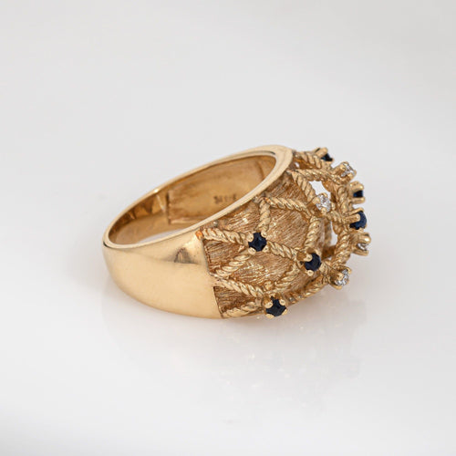 Bague 54 Bague vintage en or jaune, saphir et diamants 58 Facettes G13928