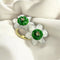 Bague 55 Bague or jaune, Fleur de Cristal de roche sablé, Jade et Diamants 58 Facettes