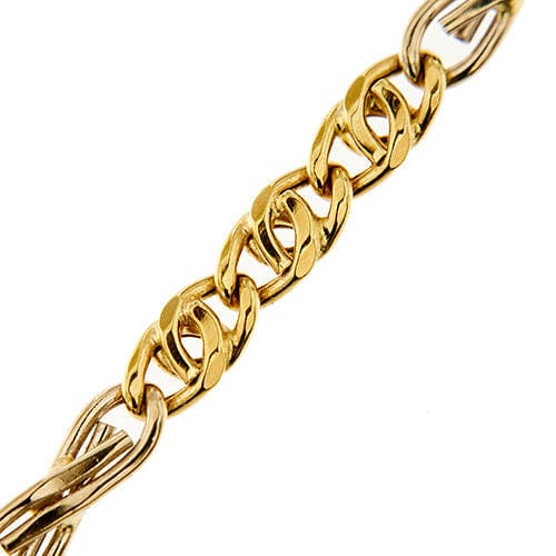 Herenarmband in twee goudsoorten, Schakel vogelogen 