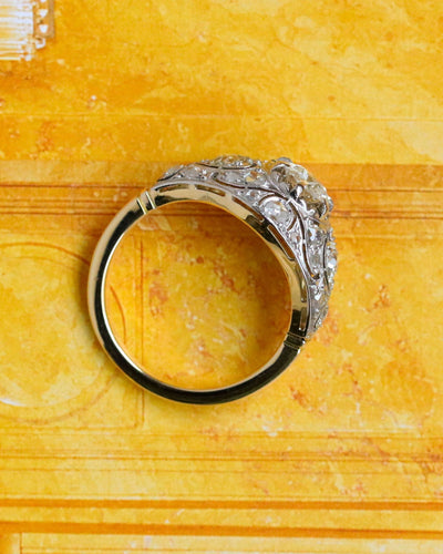 Bague 54 Bague Dôme Art Déco Or jaune Platine et Diamants 58 Facettes A11155