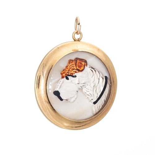 Pendentif Pendentif ancien en cristal d'Essex représentant un renard errant et or jaune 58 Facettes G14196