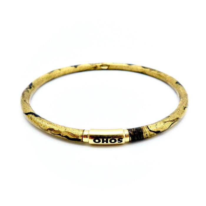 SOHO Gold Enamel Golden Calligraphic Stripe Bangle Bracelet
