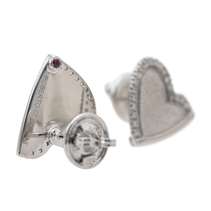 Roberto Coin Heart Earrings White Gold Diamond