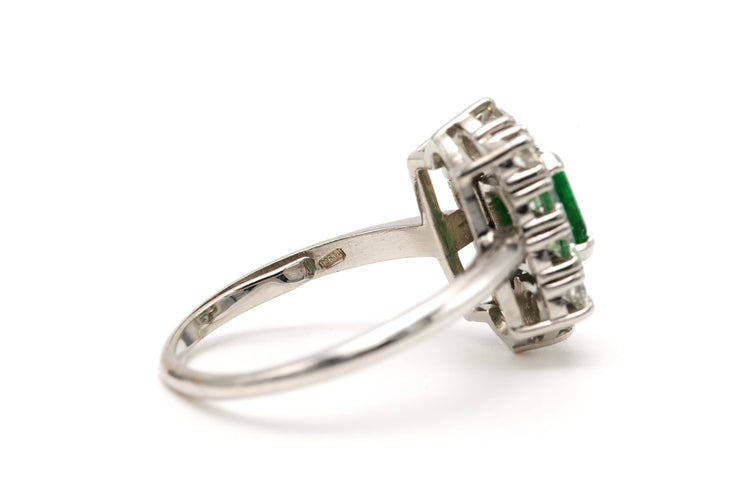 Bague 55 Bague Années 70 platine, émeraude et diamants (+-1ct) 58 Facettes 22681