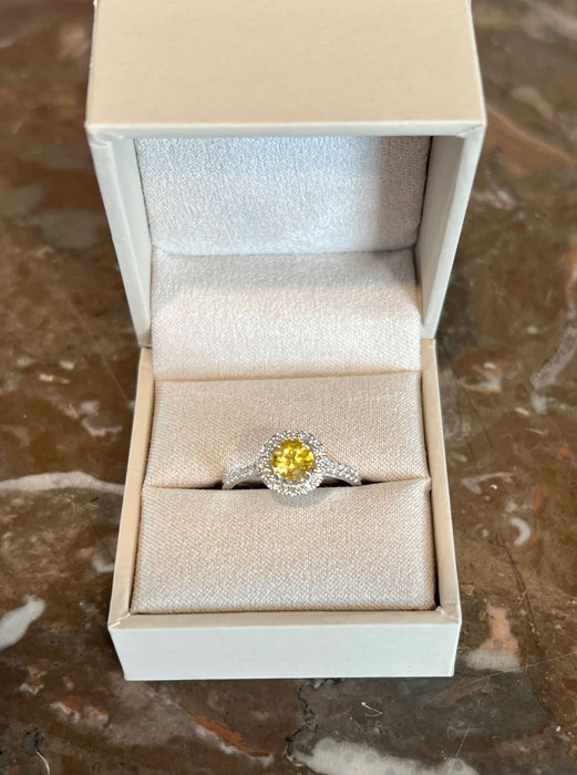 Bague 53 Bague marguerite or blanc saphir jaune diamants 58 Facettes B365