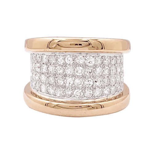 54 Bague bandeau or rose, or blanc, diamants. 58 Facettes 34038
