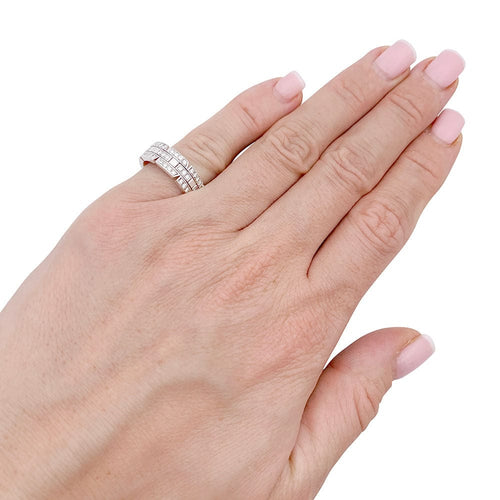 Bague 48 Bague Cartier or blanc, diamants "Tank Française". 58 Facettes 33676