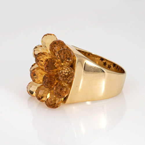Bague 54 Bague articulée en citrine briolette, or 14 carats, bijou cocktail en forme de fleur 58 Facettes G13887
