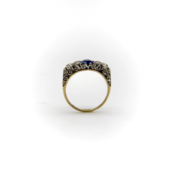 Edwardiaanse ring in goud en platina, saffier en diamant