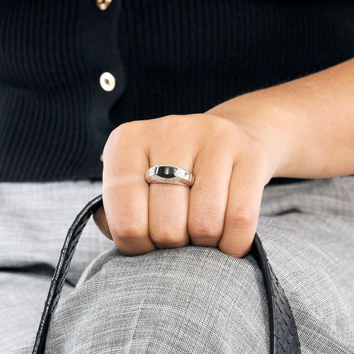 Bague 53 Bague jonc onyx et diamants 58 Facettes GU259