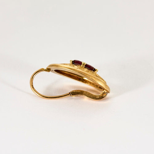 Boucles d'oreilles Demi-parrure, broche et boucles d'oreilles, or jaune et grenats almandin 58 Facettes BLO0179