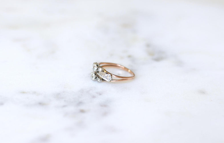 Bague 51 Bague Toi et Moi Diamants Or Rose Platine 58 Facettes