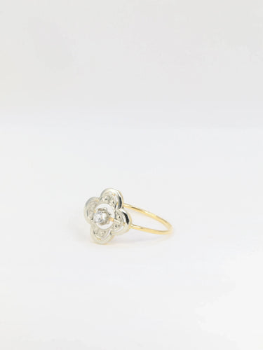 Bague Bague trèfle en or et pierre blanche 58 Facettes 451