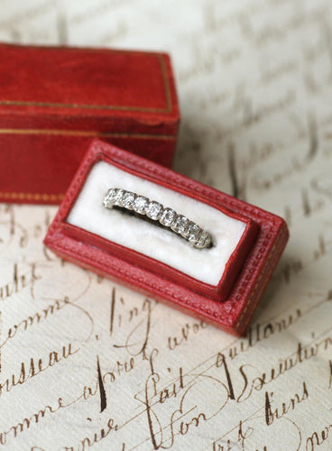 Bague 51.5 Alliance Tour Complet or blanc, diamants 1,00 Ct 58 Facettes