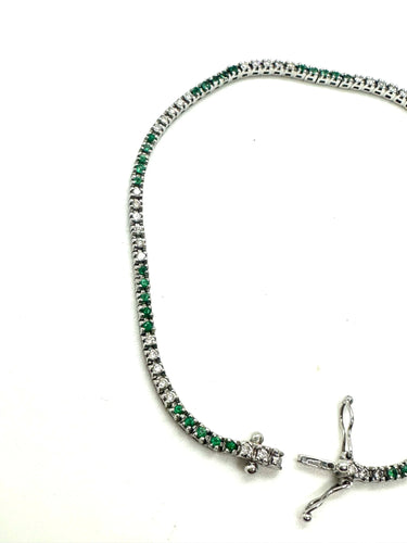 Bracelet Diamants de tennis et tsavorites 58 Facettes