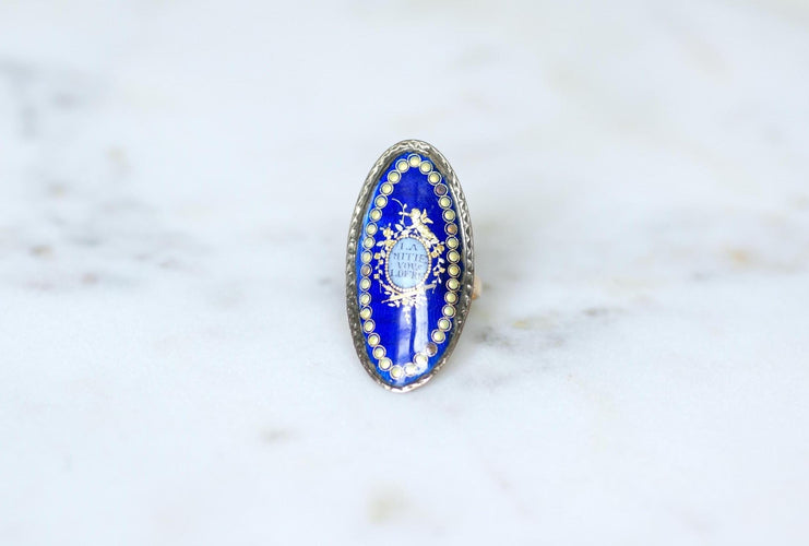 Bague 50.5 Bague XVIIIe Siècle Email Or et Argent 58 Facettes