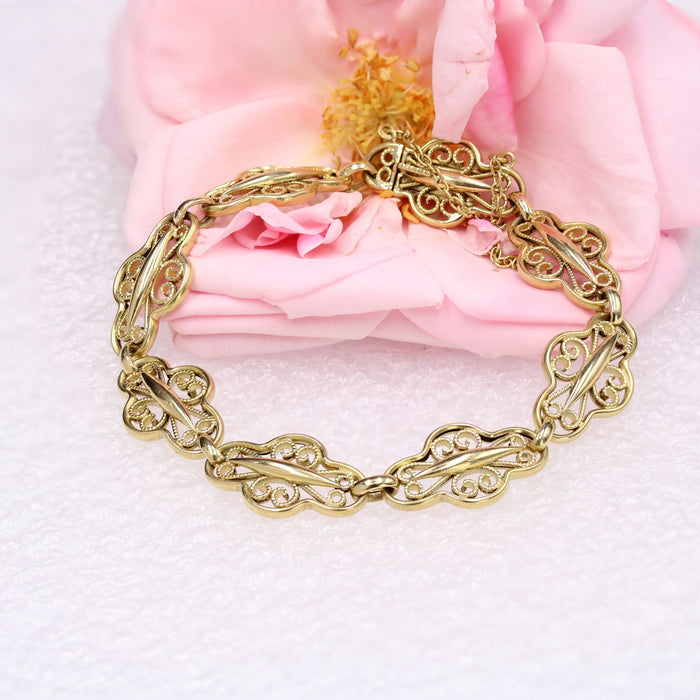 Antique filigree link bracelet