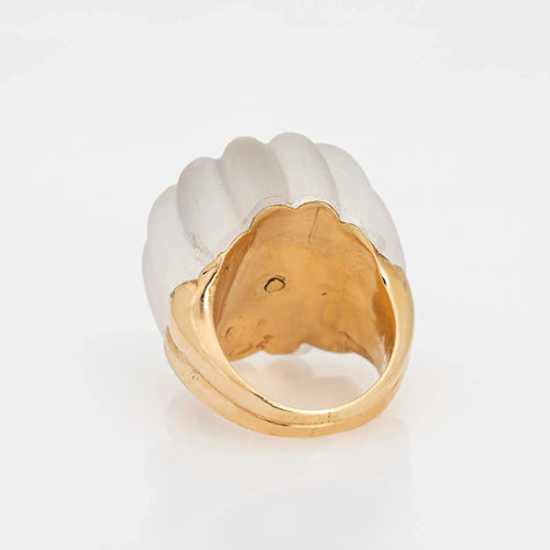 Bague 60s Fluted Rock Crystal Diamond Ring Vintage 18k Yellow Gold Sz 6 Dome Cocktail 58 Facettes G13472
