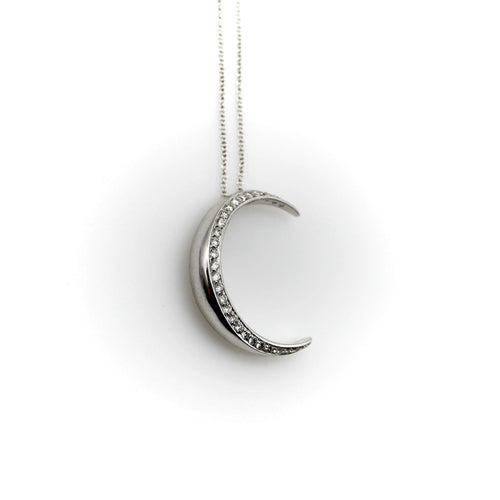 Collier Collier croissant de lune en or blanc 18 carats 58 Facettes