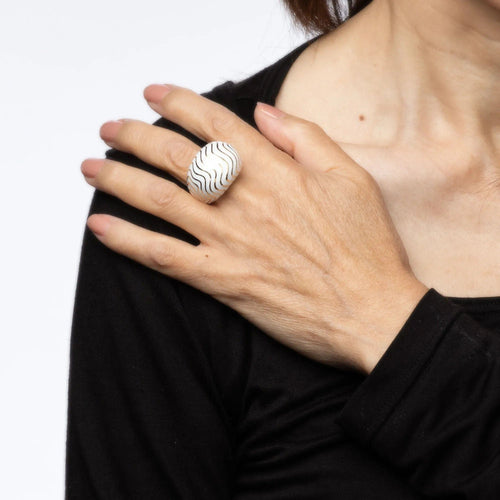 Bague 52 Vintage David Webb Ring White Enamel Bombe Dome 58 Facettes G13644