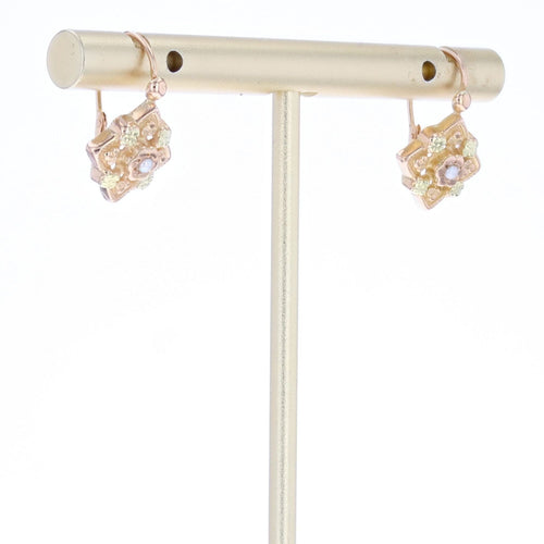 Boucles d'oreilles Dormeuses anciennes losangiques perles fines 58 Facettes 25-106