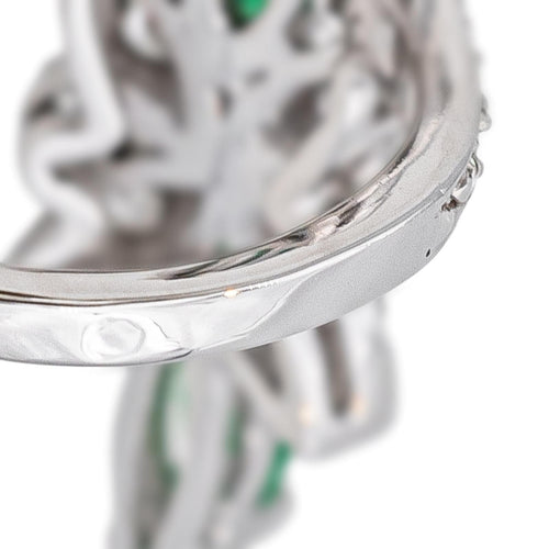 Bague 48 Bague Cocktail Or blanc Emeraude, Diamant 58 Facettes 4445898CN