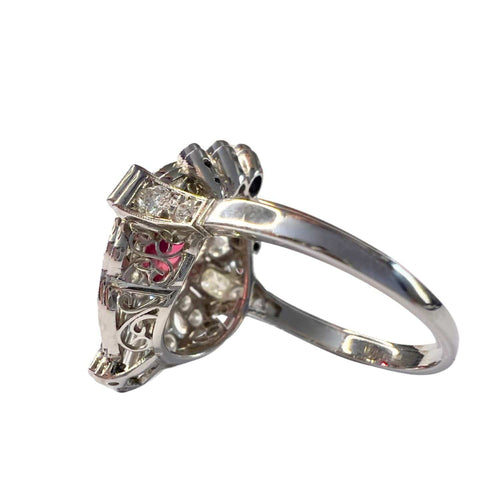 Bague 53 Bague en platine de style ancien avec diamants 58 Facettes Q350B