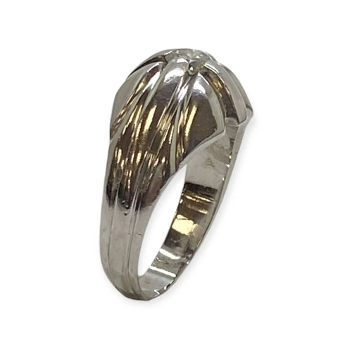 Bague 63 Chevalière en or blanc 585 et diamant 58 Facettes 330086803