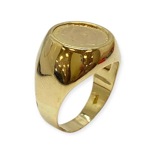 Bague 58 Chevalière pièce Kennedy en or jaune 58 Facettes 330077397