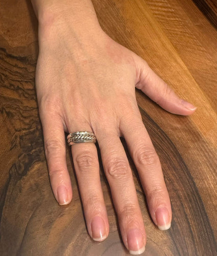 Bague 53 David Yurman - Bague articulée à trois anneaux en argent et diamants 58 Facettes