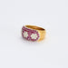 Bague 54 Bague jonc or jaune, rubis, diamants fleurs 58 Facettes