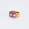 Bague 54 Bague jonc or jaune, rubis, diamants fleurs 58 Facettes