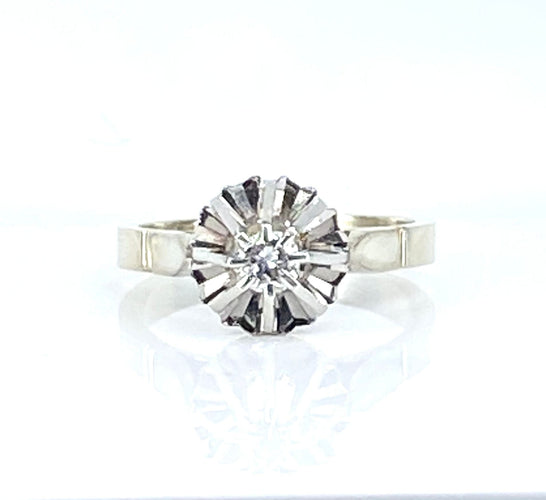 Bague 47 Bague solitaire en or blanc 18 carats et diamant 0,10 carat 58 Facettes AB537