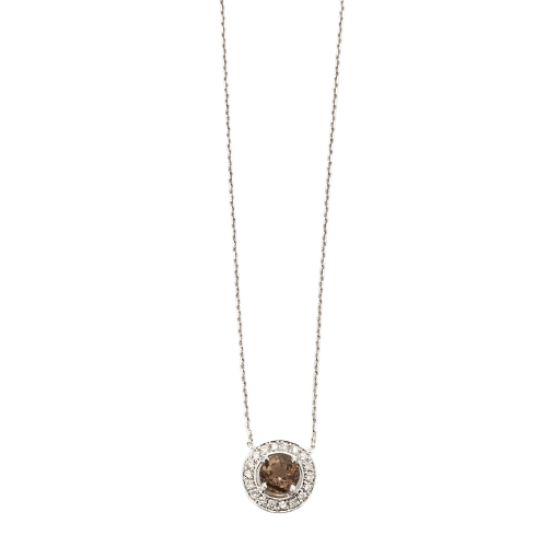 Collier Collier pendentif or blanc tourmaline polychrome diamants en halo 58 Facettes