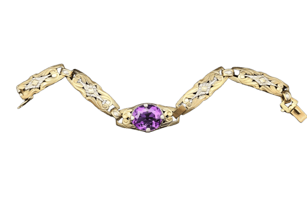 Bracelet Bracelet Princesse de la Nuit en or et argent avec une améthyste de 11,50 ct 58 Facettes