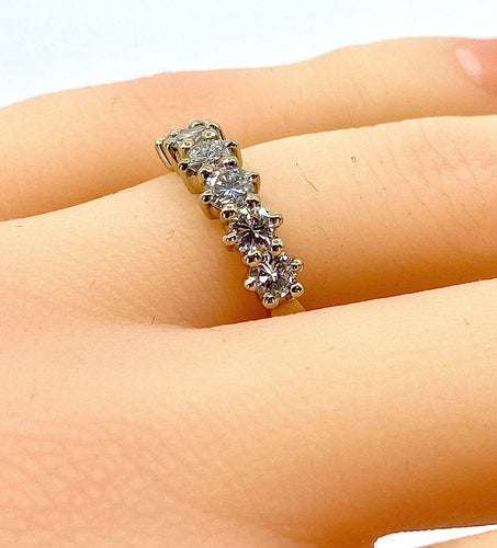 Bague 52 Demi alliance or jaune 6 diamants 58 Facettes AB342