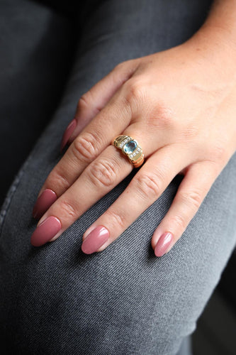 Bague 53 Bague Bandeau Or jaune Topaze, Diamant 58 Facettes 2381954CN