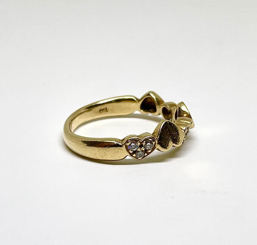 Bague 56 Bague motifs cœurs or jaune et diamants 58 Facettes