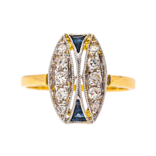 Bague 50 Bague  Art déco  Or jaune, Or blanc Diamant, Saphir 58 Facettes 4383452RV