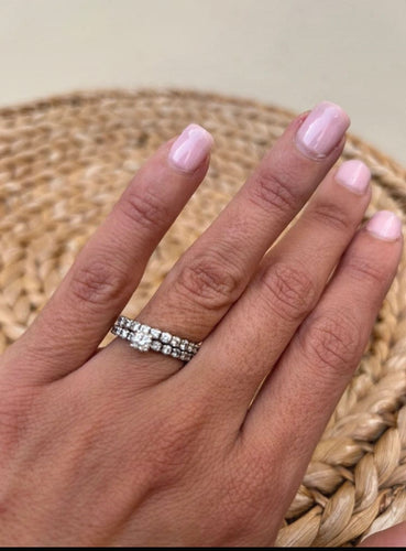 Bague 54 Jeu de deux bagues Or blanc et diamants 58 Facettes BaAu01