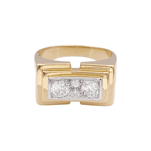 Bague 65 Bague Tank en or jaune, platine, diamants 58 Facettes 34450
