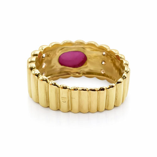 Bague Bague or jaune rubis et diamants 58 Facettes