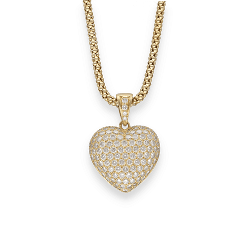Collier Collier Pendentif Cœur – Or Jaune 18k – 2,00 ct de Diamants G-VS – Vers 1990 58 Facettes FB11072