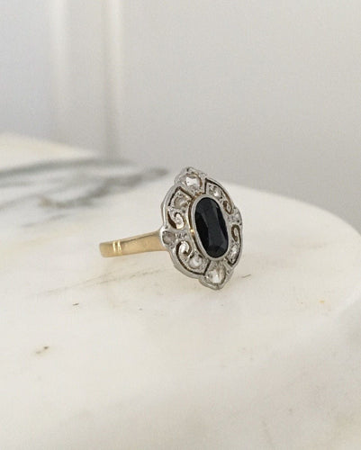 Belle Époque-ring i gult guld och Platina 