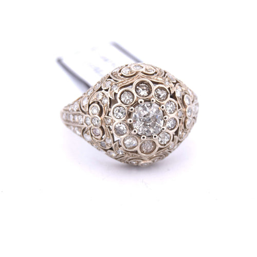 Bague 55 BAGUE ART NOUVEAU - OR BLANC 58 Facettes