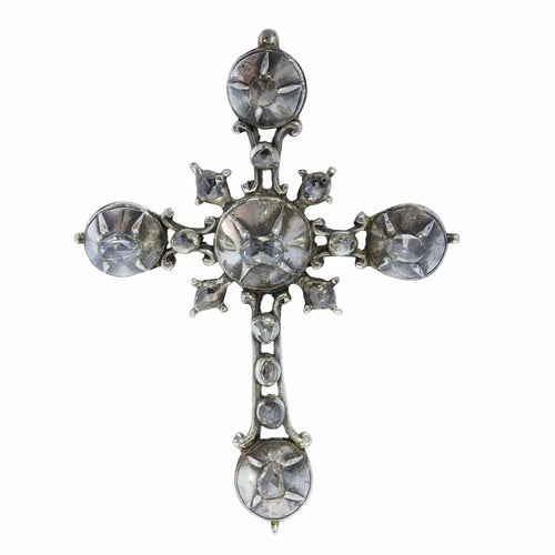 Pendentif Croix en argent rococo des années 1750 : l'art de la joaillerie 58 Facettes 24121-0345
